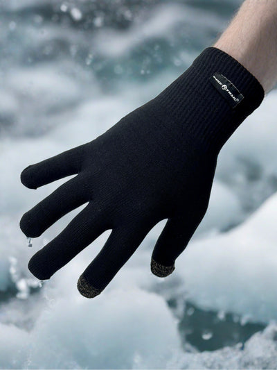 Waterproof Gloves in Icy Cold Water Backdrop