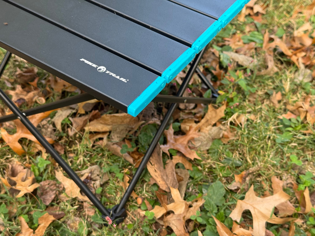 Pike Trail Compact Aluminum Camp Table – Roll-Up Folding Side Table