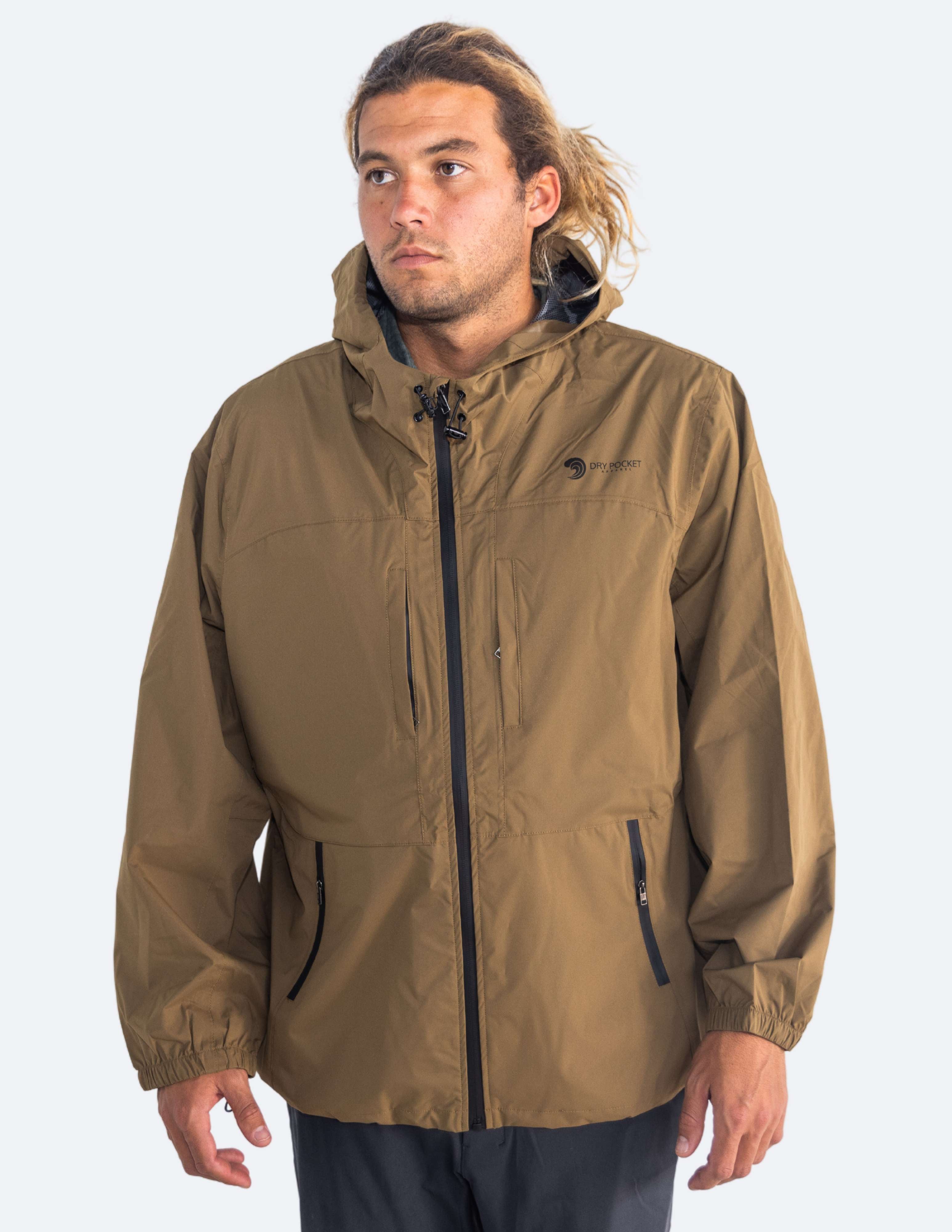 Waterproof Rain Jacket With A Waterproof Pocket
