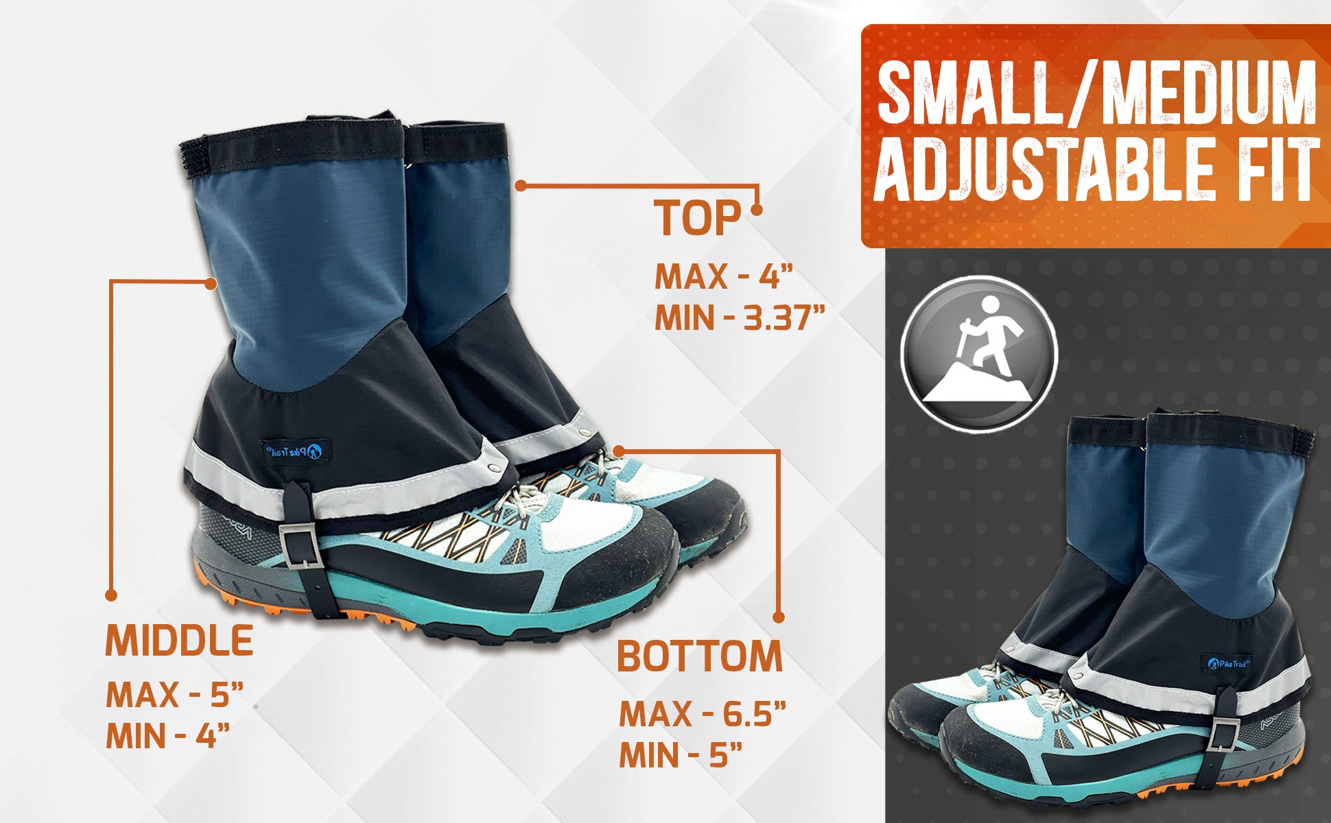Pike Trail Mid Length Gaiters Small/Medium Adjustable Fit