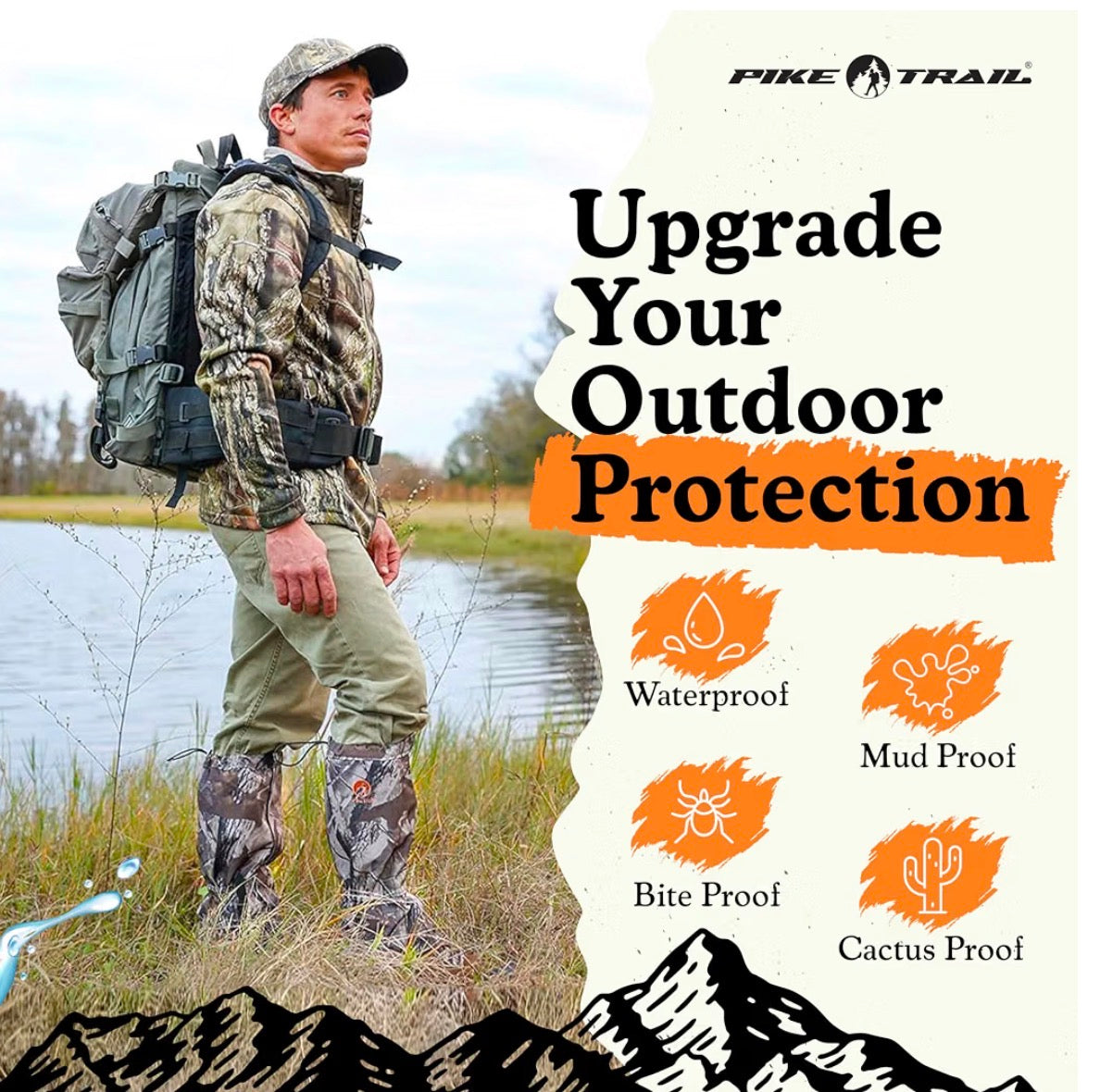 Pike Trail 7-Point Adjustable Fit System: micro tension adjuster, 3 upper snaps and 3 lower snaps
