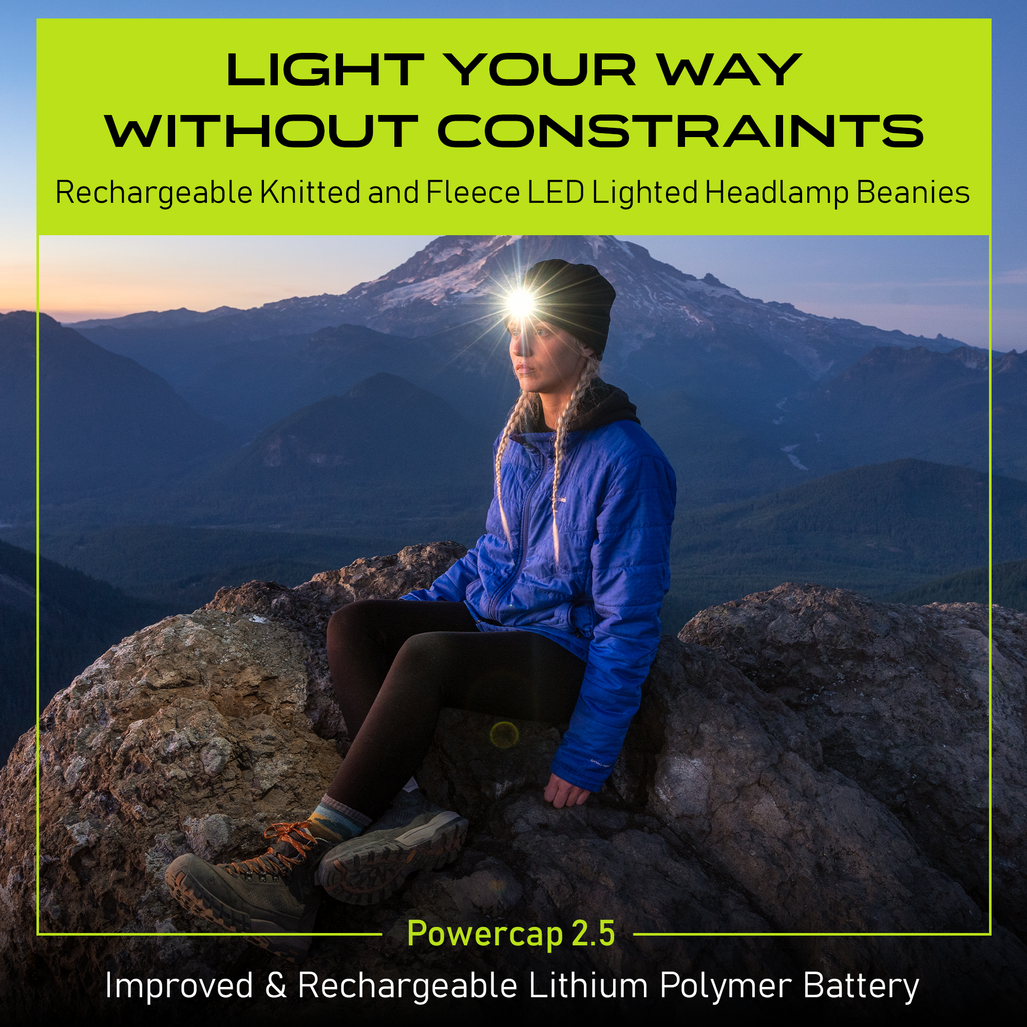 POWERCAP 2.5 Rechargeable LED Lighted Headlamp Beanies