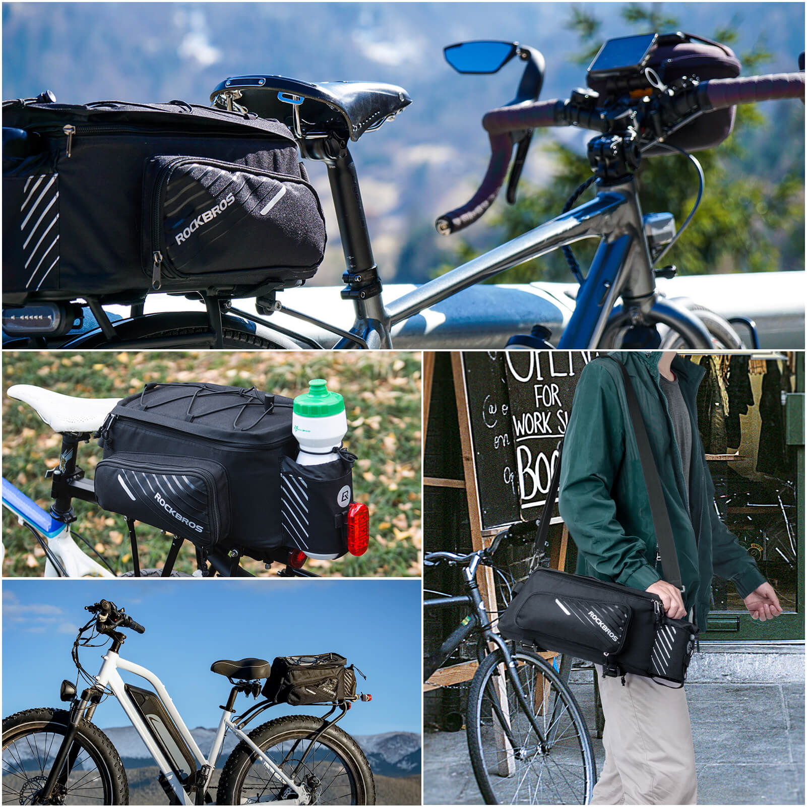 ROCKBROS 12L Bike Rack Bag with Rain Cover
