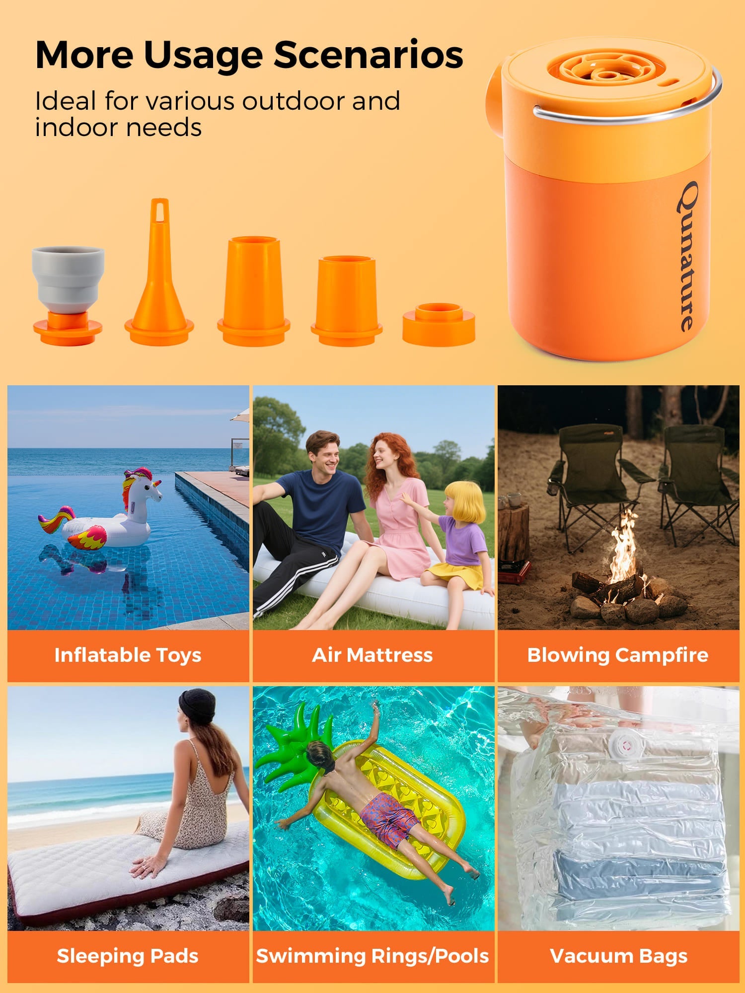 Qunature Mini Electric Air Pump for Camping & Outdoor Gear