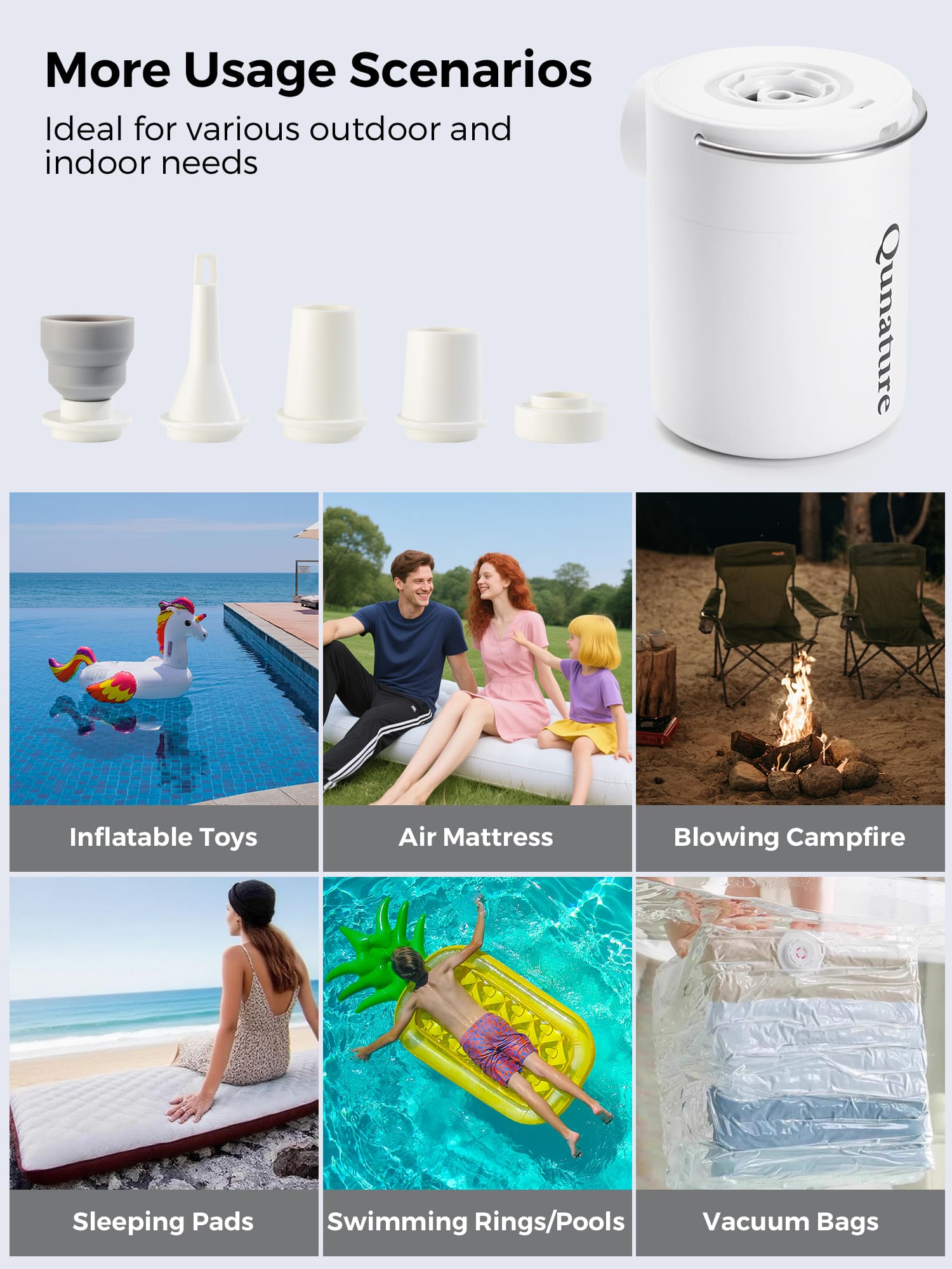 Qunature Mini Electric Air Pump for Camping & Outdoor Gear