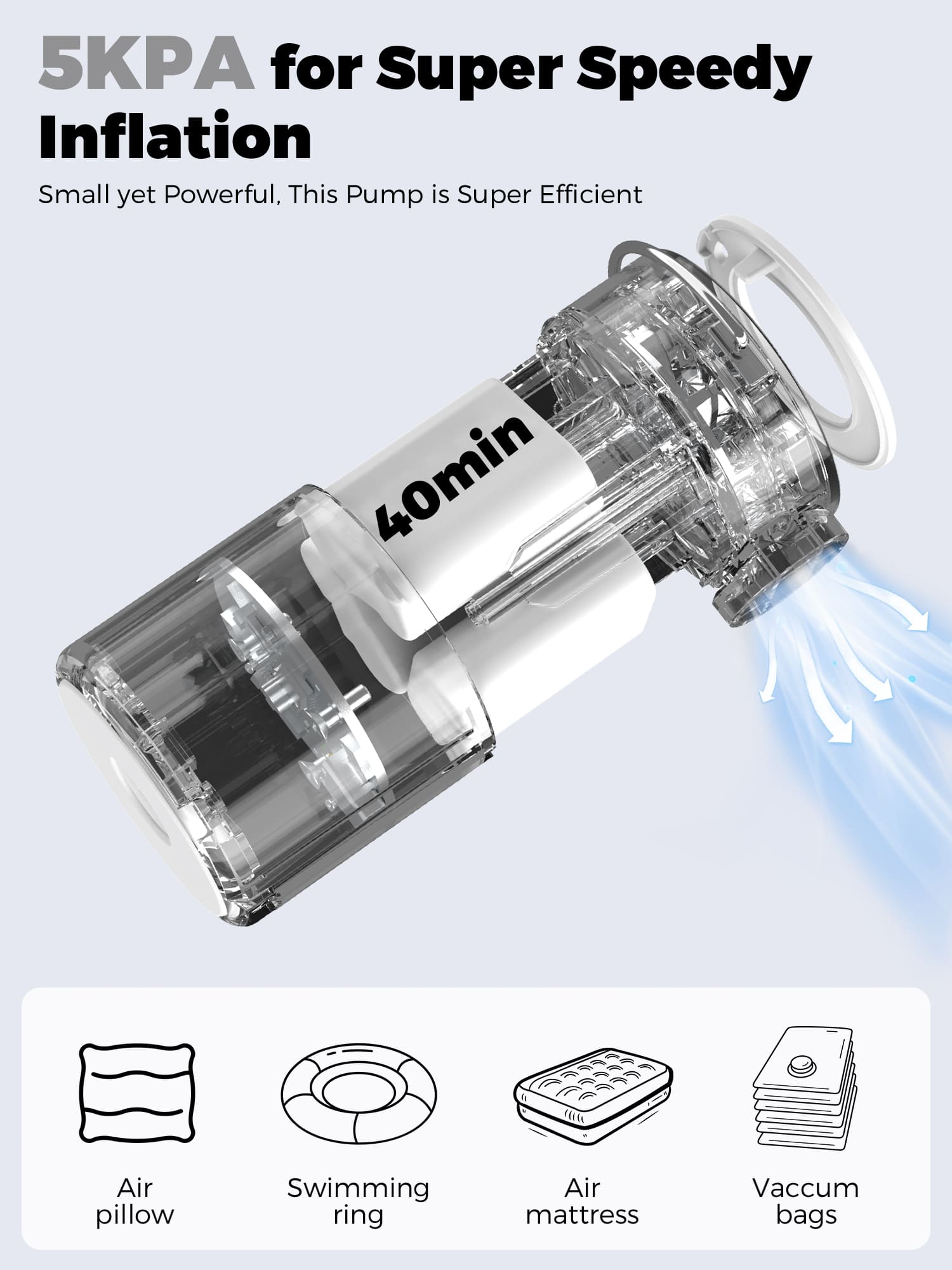 Qunature Mini Electric Air Pump for Camping & Outdoor Gear
