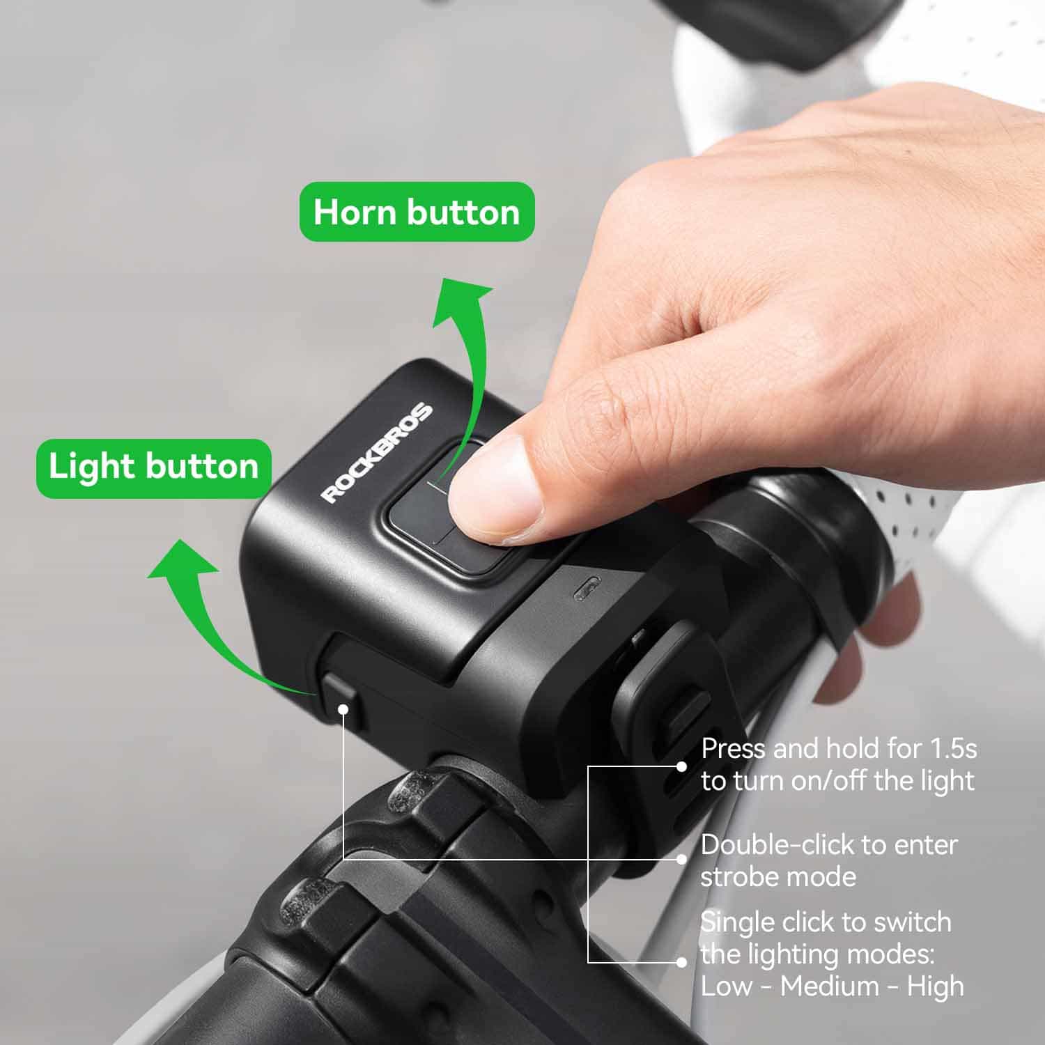 2-in-1 Bike Horn & Front Light -  450lm