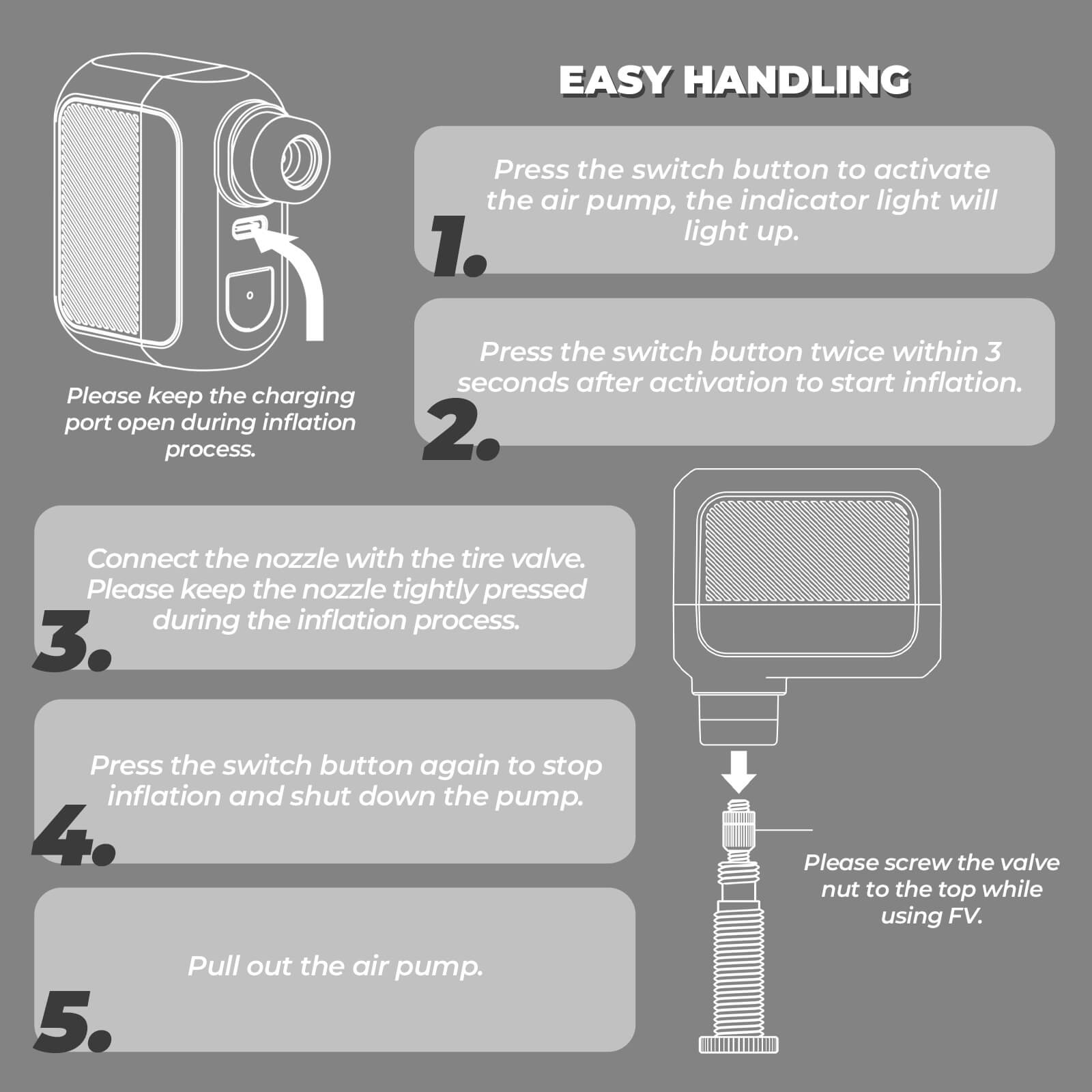 ROCKBROS AS110 Mini Electric Air Pump – 100PSI Portable Bike Pump