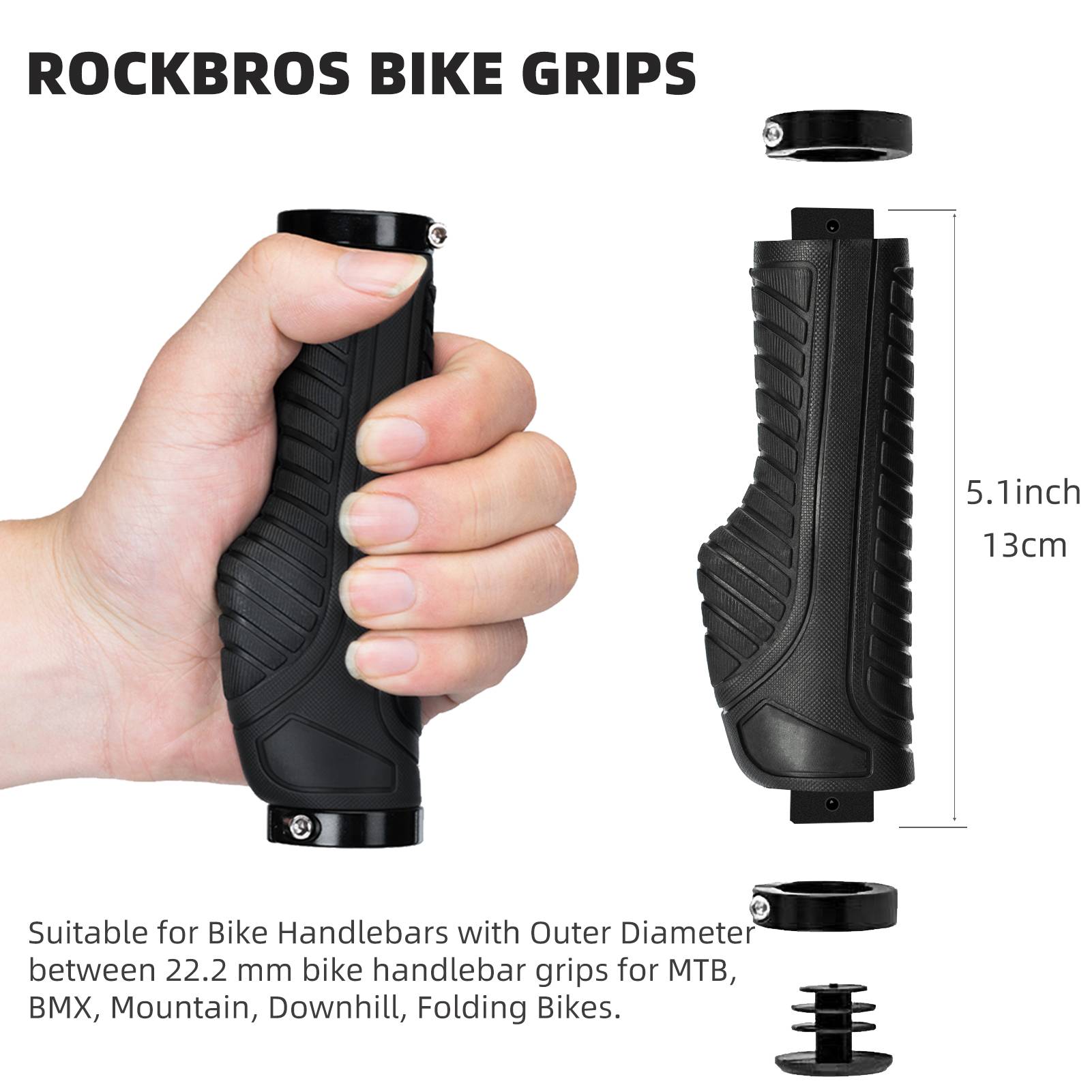 Bike Handle Grips with Double Lock-On Clamps – Aluminum Ends for MTB & BMX