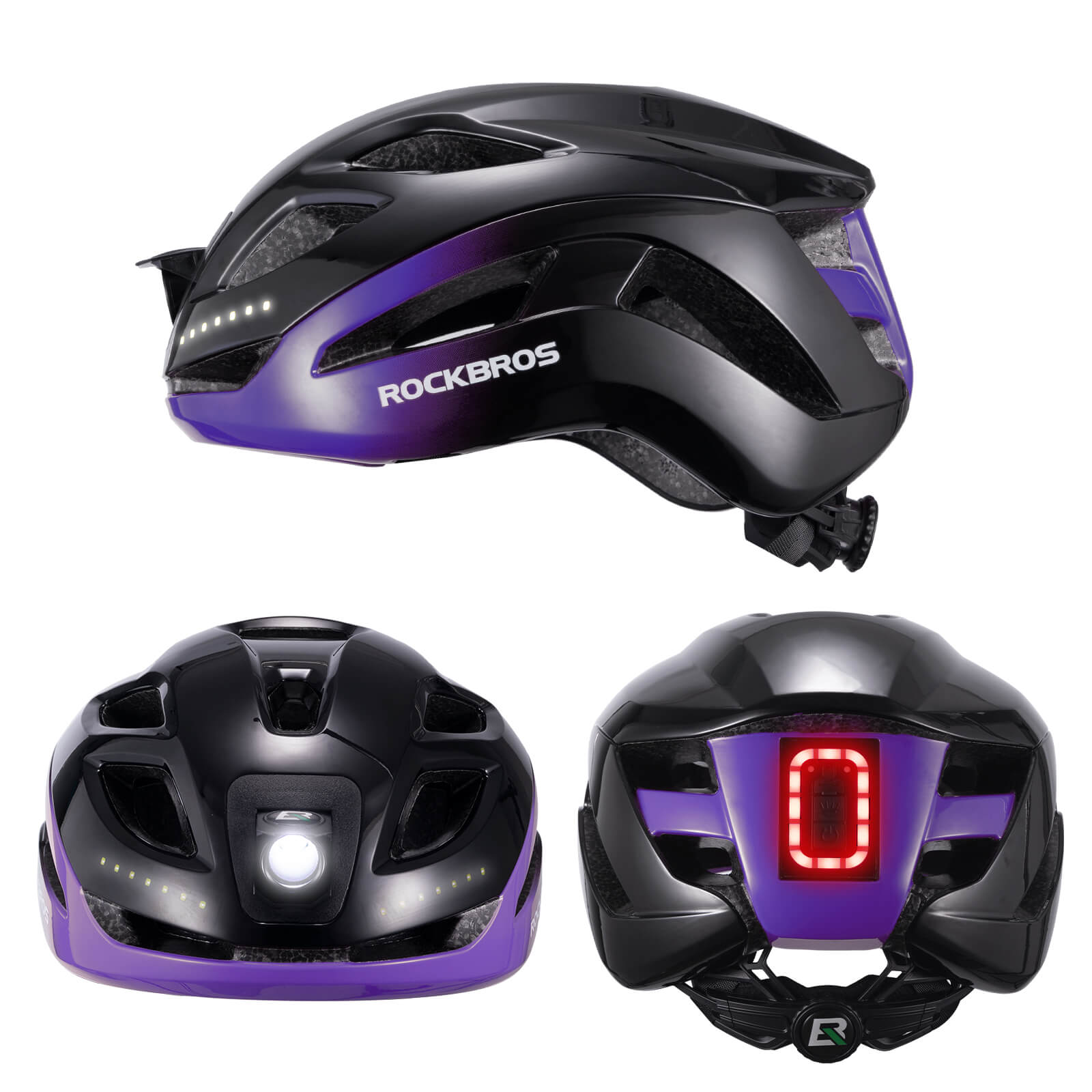Bike Helmet with LED Front and Rear Light