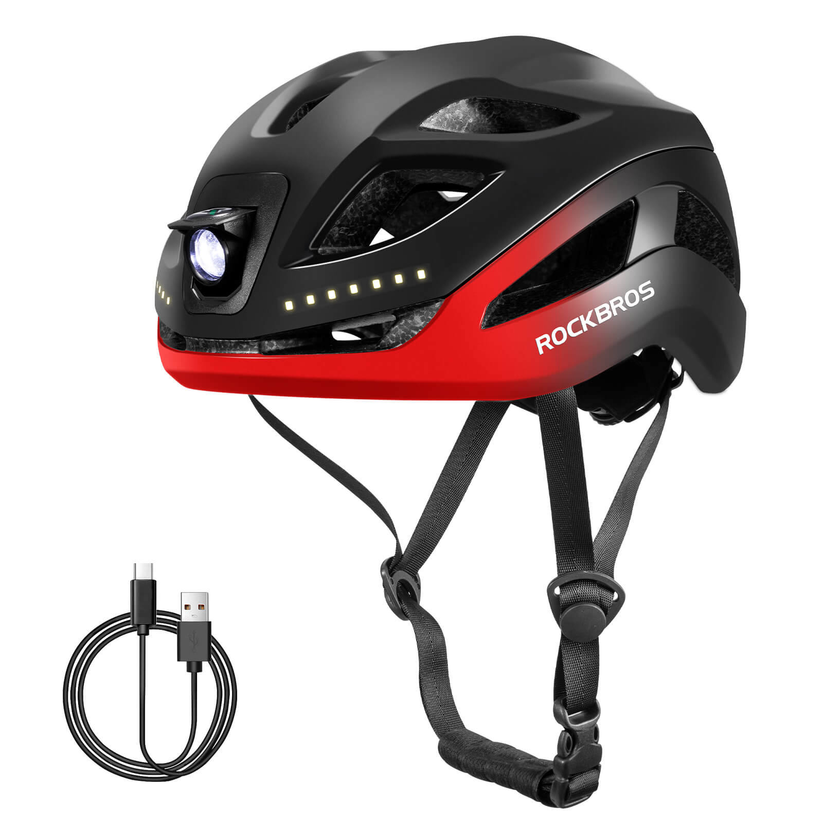 Bike Helmet with LED Front and Rear Light