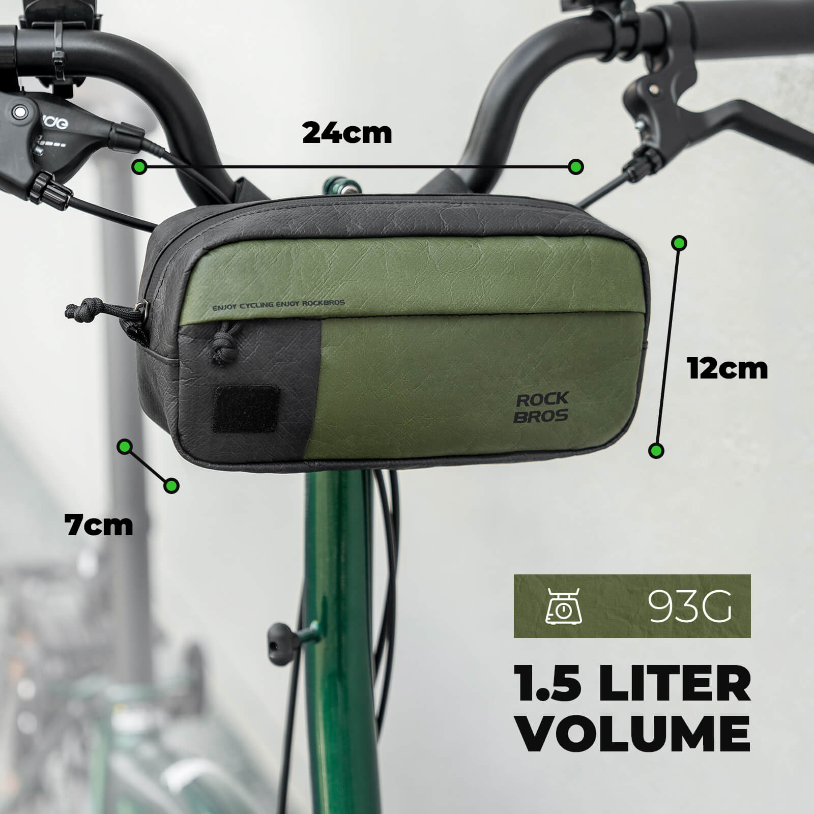 Bike Handlebar Bag with Shoulder Strap - 1.5L