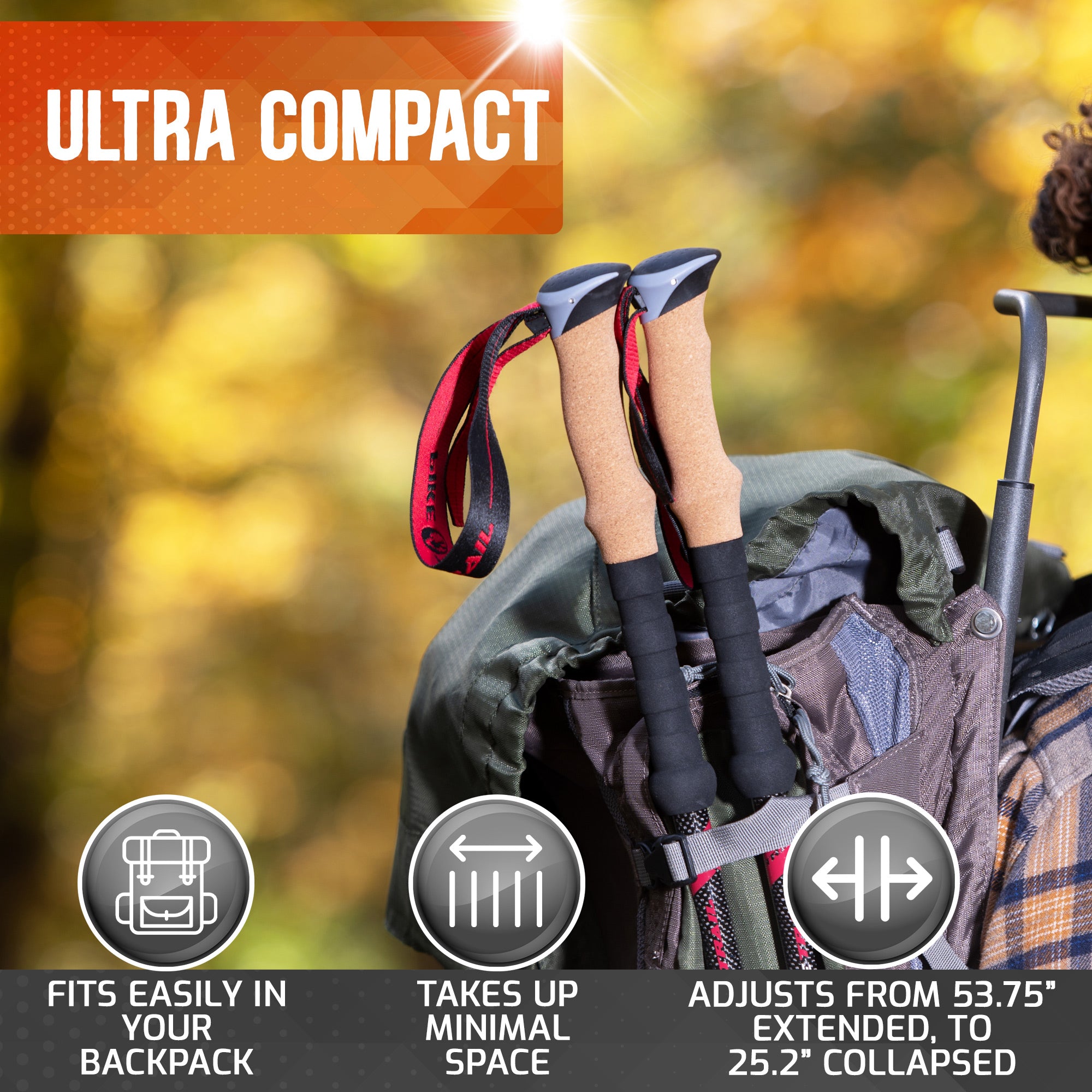 Pike Trail Carbon Fiber Trekking Poles — lightweight adjustable hiking poles, product photo 5