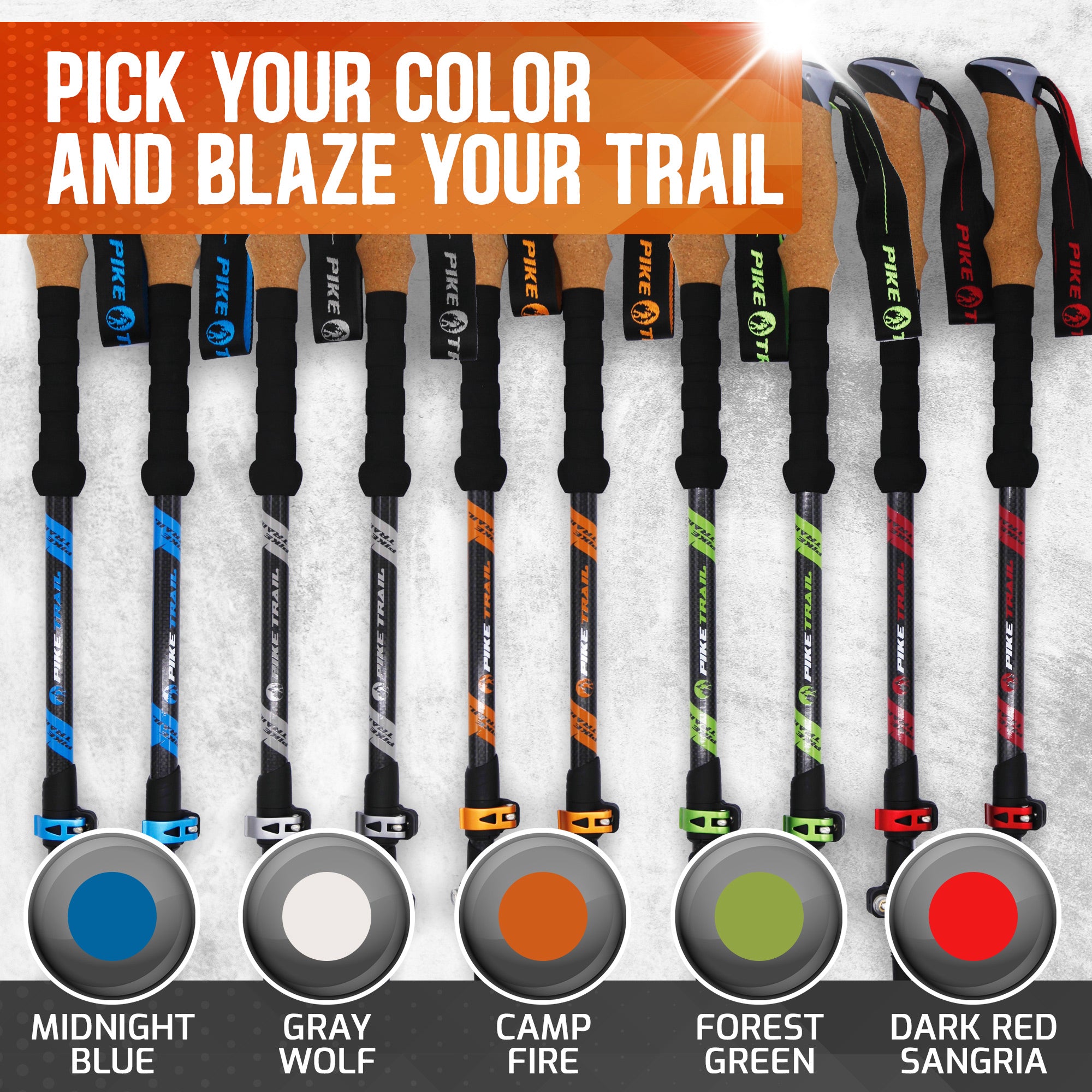 Pike Trail Carbon Fiber Trekking Poles — lightweight adjustable hiking poles, product photo 6