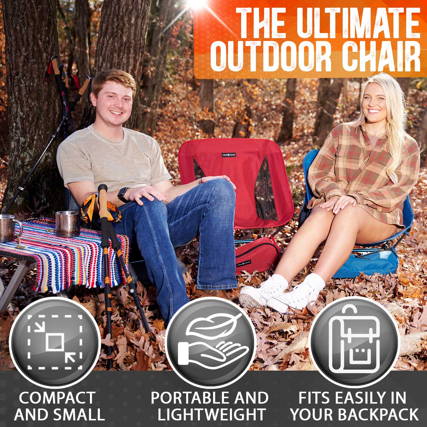 Pike Trail Ultralight Compact Camping Chair — packable backpacking chair for camping, tailgates, festivals, and the beach, product photo 4